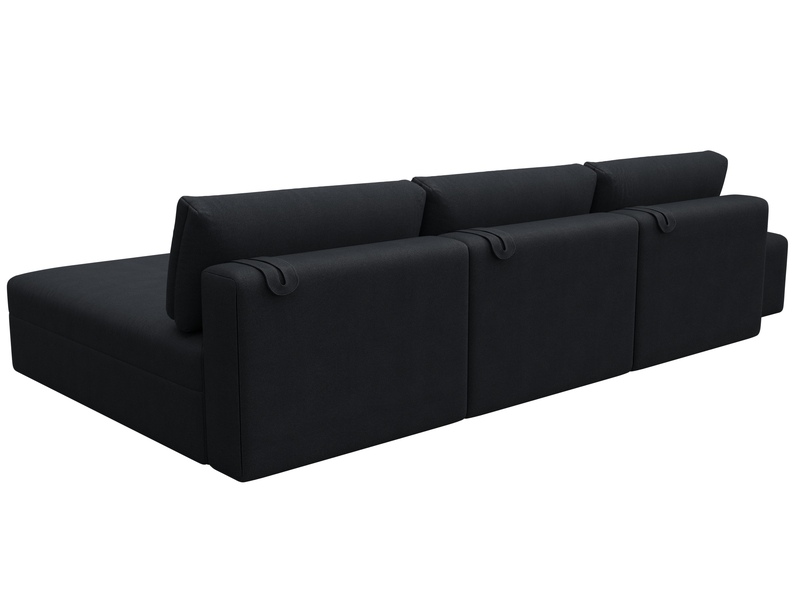 Диван угловой модульный с пуфом Лига-060 НПБ Лонг угол универсальный, Замша, JOLY 16 темно-серый