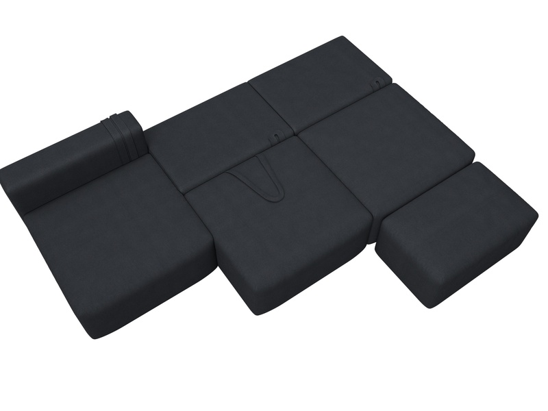 Диван угловой модульный с пуфом Лига-060 НПБ Лонг угол универсальный, Замша, JOLY 16 темно-серый