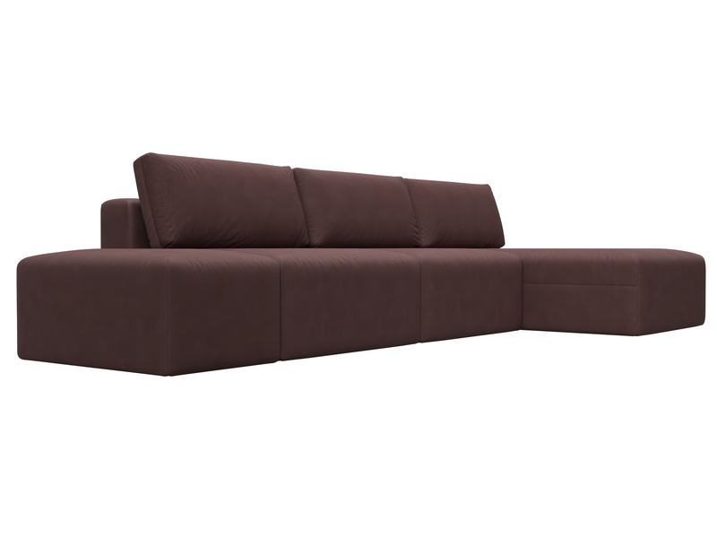 Диван угловой модульный с пуфом Лига-060 НПБ Лонг угол универсальный, Замша, JOLY 09 бордовый