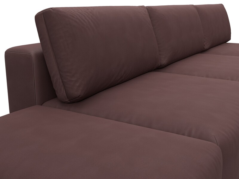 Диван угловой модульный с пуфом Лига-060 НПБ Лонг угол универсальный, Замша, JOLY 09 бордовый