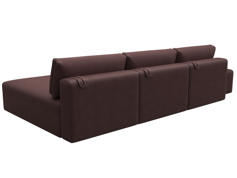 Диван угловой модульный с пуфом Лига-060 НПБ Лонг угол универсальный, Замша, JOLY 09 бордовый
