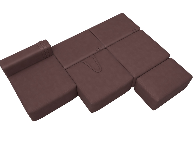 Диван угловой модульный с пуфом Лига-060 НПБ Лонг угол универсальный, Замша, JOLY 09 бордовый