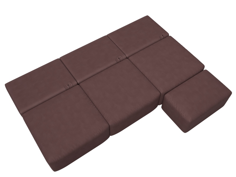 Диван угловой модульный с пуфом Лига-060 НПБ Лонг угол универсальный, Замша, JOLY 09 бордовый