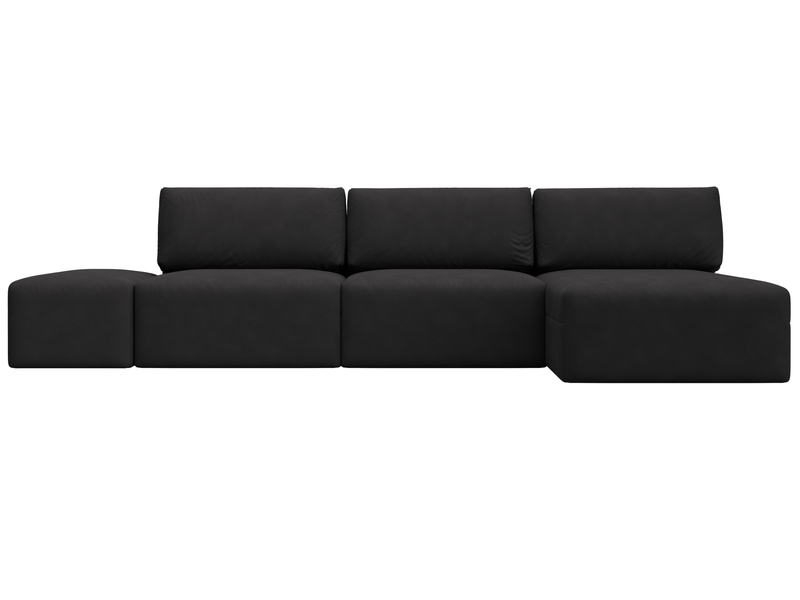 Диван угловой модульный с пуфом Лига-060 НПБ Лонг угол универсальный, Замша, JOLY 08 коричневый