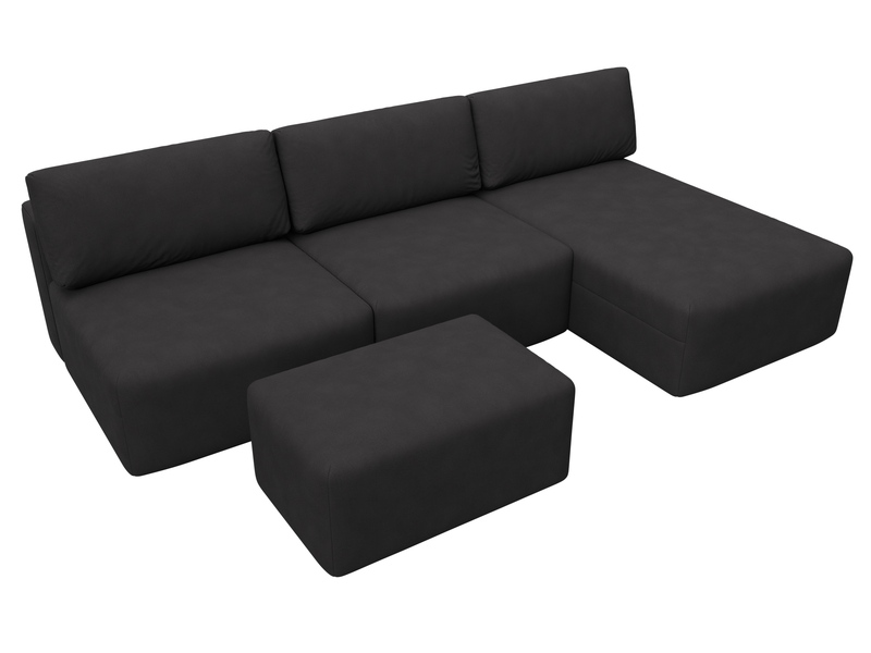 Диван угловой модульный с пуфом Лига-060 НПБ Лонг угол универсальный, Замша, JOLY 08 коричневый