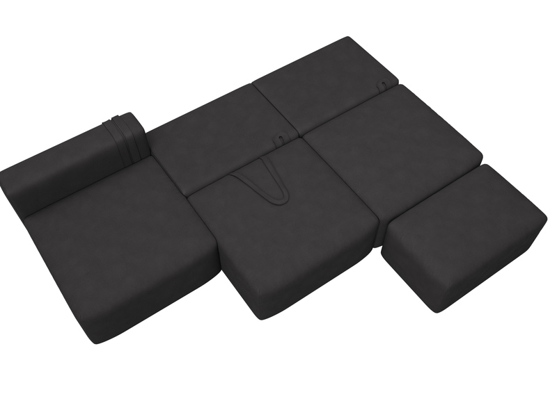 Диван угловой модульный с пуфом Лига-060 НПБ Лонг угол универсальный, Замша, JOLY 08 коричневый