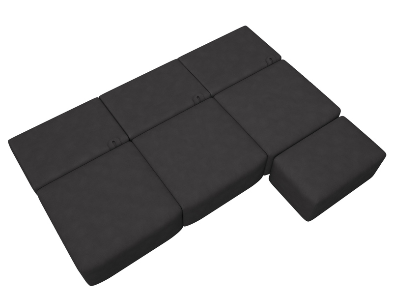 Диван угловой модульный с пуфом Лига-060 НПБ Лонг угол универсальный, Замша, JOLY 08 коричневый