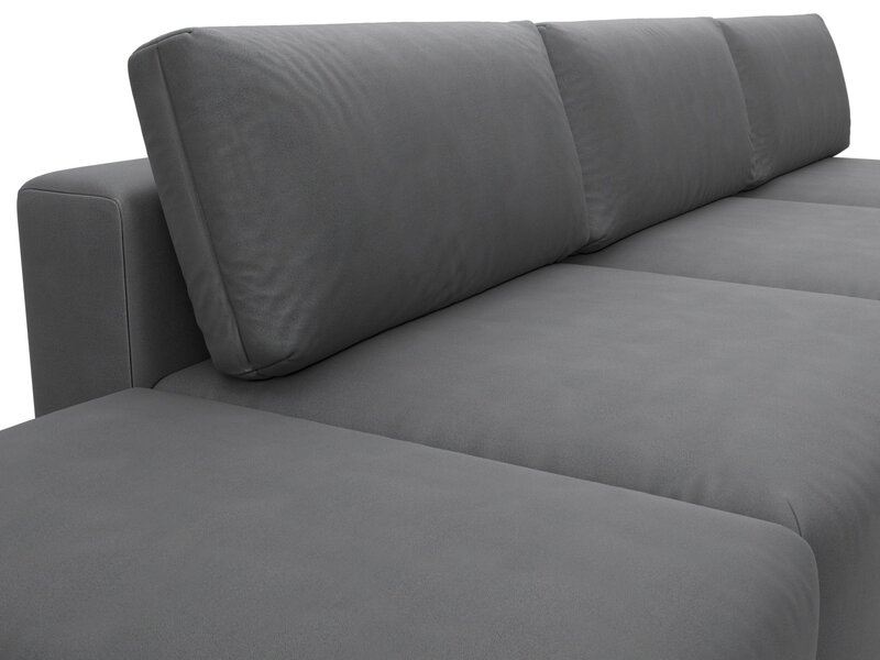 Диван угловой модульный с пуфом Лига-060 НПБ Лонг угол универсальный, Замша, JOLY 13 серый