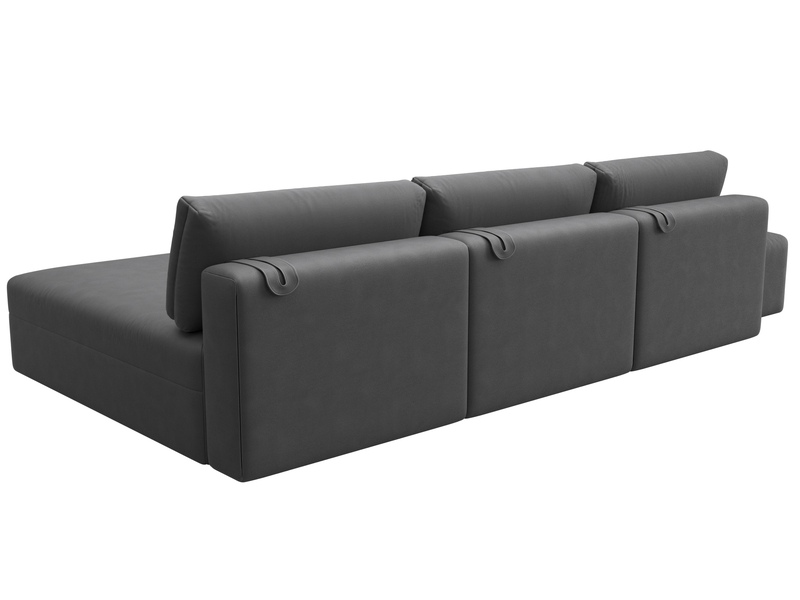 Диван угловой модульный с пуфом Лига-060 НПБ Лонг угол универсальный, Замша, JOLY 13 серый