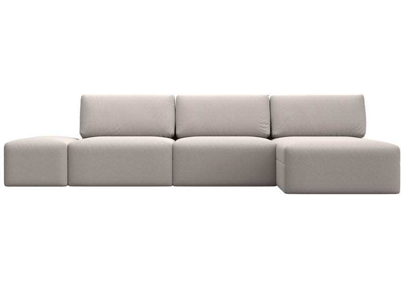 Диван угловой модульный с пуфом Лига-060 НПБ Лонг угол универсальный, Замша, JOLY 05 бежевый