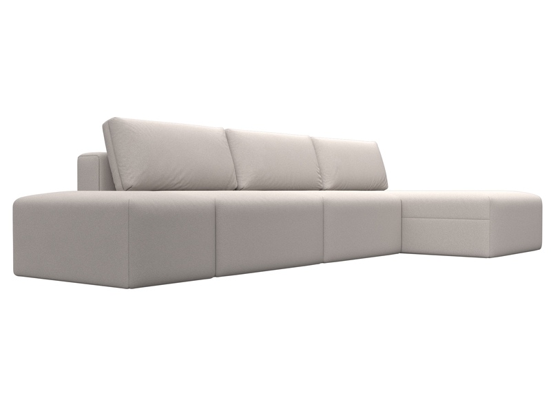 Диван угловой модульный с пуфом Лига-060 НПБ Лонг угол универсальный, Замша, JOLY 05 бежевый