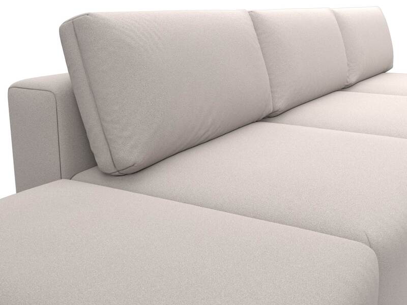 Диван угловой модульный с пуфом Лига-060 НПБ Лонг угол универсальный, Замша, JOLY 05 бежевый