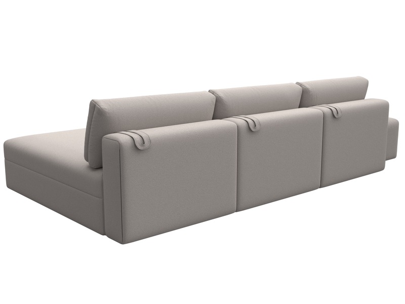 Диван угловой модульный с пуфом Лига-060 НПБ Лонг угол универсальный, Замша, JOLY 05 бежевый