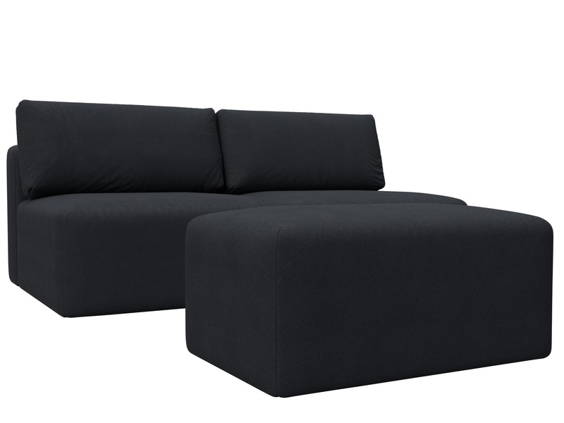 Диван прямой модульный с пуфом Лига-060 НПБ, Замша, JOLY 16 темно-серый