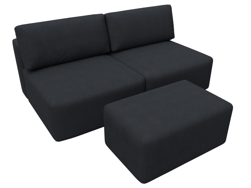 Диван прямой модульный с пуфом Лига-060 НПБ, Замша, JOLY 16 темно-серый