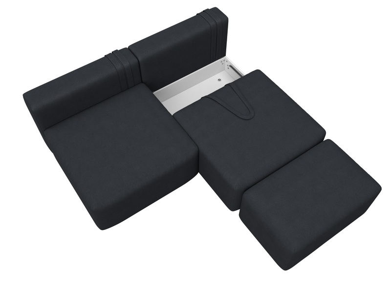 Диван прямой модульный с пуфом Лига-060 НПБ, Замша, JOLY 16 темно-серый