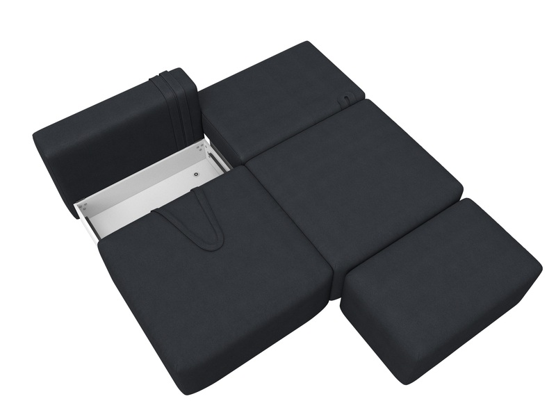 Диван прямой модульный с пуфом Лига-060 НПБ, Замша, JOLY 16 темно-серый