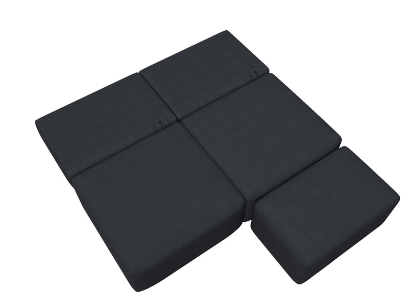 Диван прямой модульный с пуфом Лига-060 НПБ, Замша, JOLY 16 темно-серый