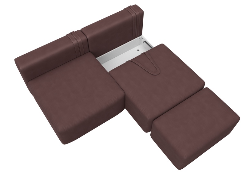 Диван прямой модульный с пуфом Лига-060 НПБ, Замша, JOLY 09 бордовый