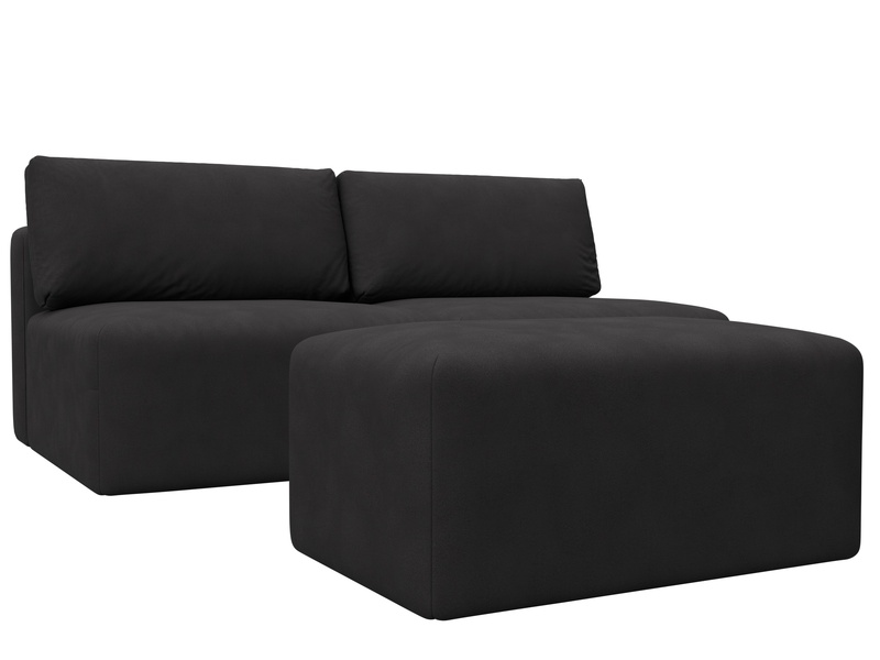 Диван прямой модульный с пуфом Лига-060 НПБ, Замша, JOLY 08 коричневый