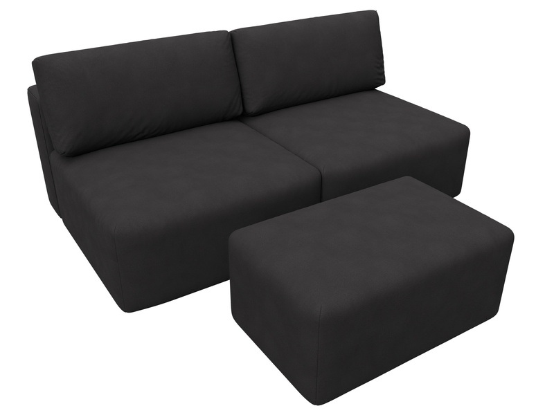 Диван прямой модульный с пуфом Лига-060 НПБ, Замша, JOLY 08 коричневый