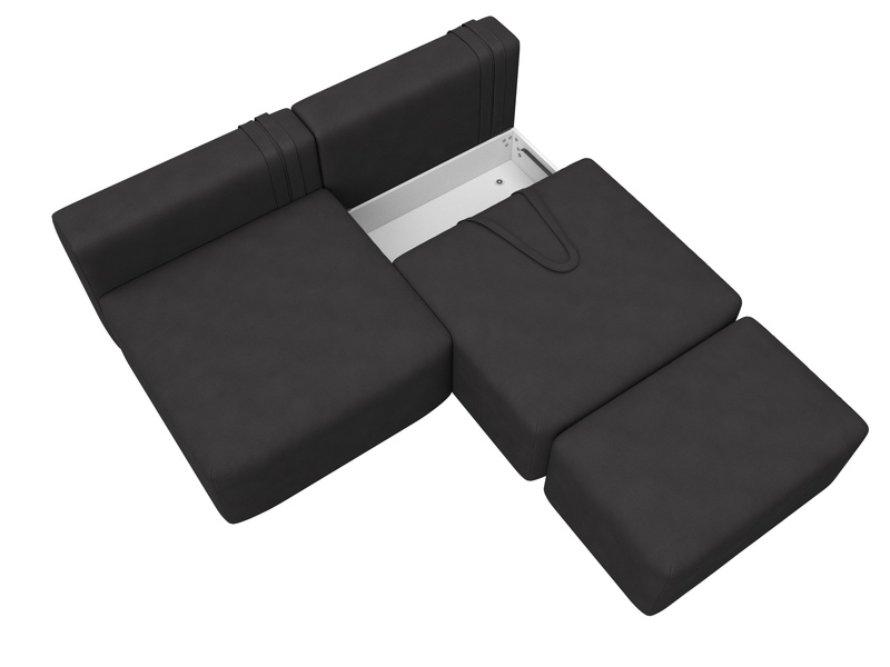 Диван прямой модульный с пуфом Лига-060 НПБ, Замша, JOLY 08 коричневый