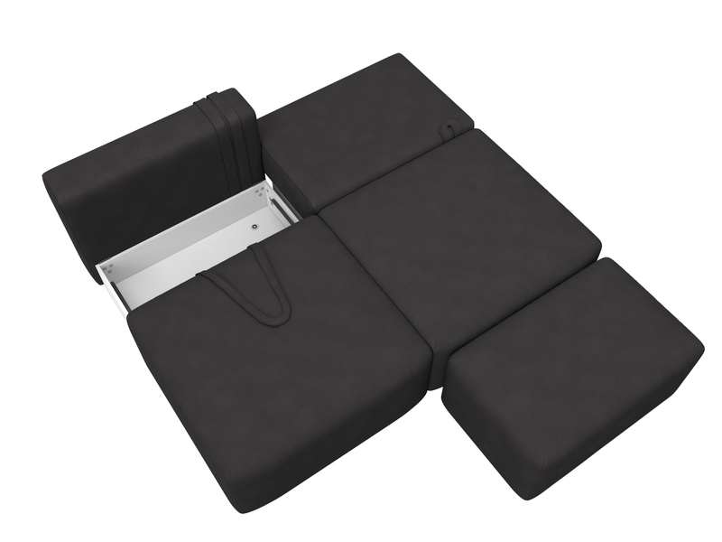 Диван прямой модульный с пуфом Лига-060 НПБ, Замша, JOLY 08 коричневый