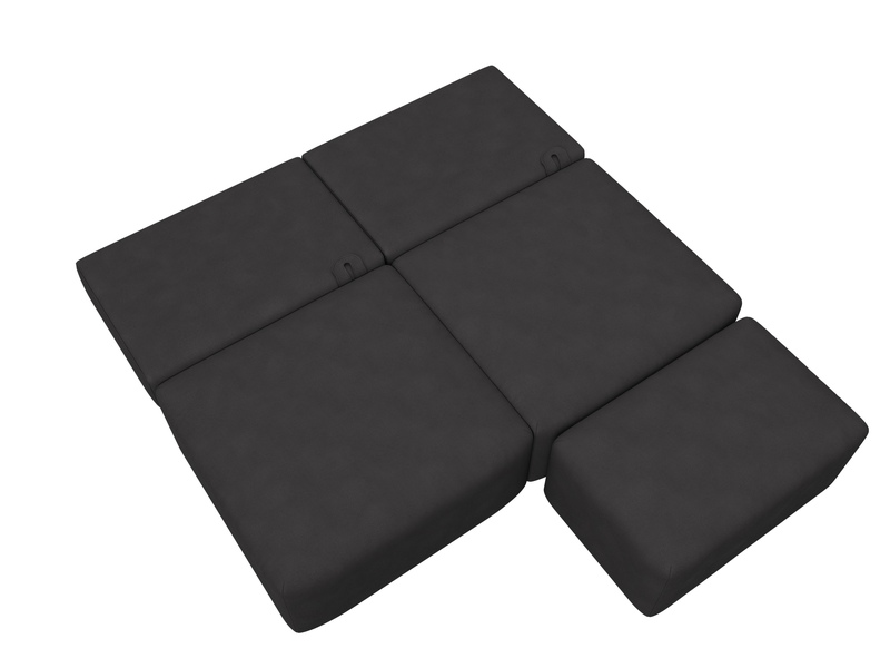 Диван прямой модульный с пуфом Лига-060 НПБ, Замша, JOLY 08 коричневый