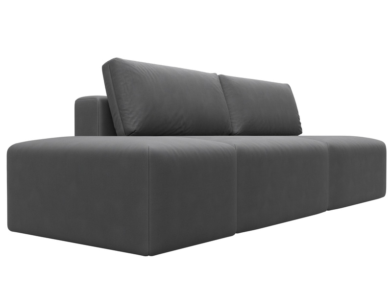 Диван прямой модульный с пуфом Лига-060 НПБ, Замша, JOLY 13 серый