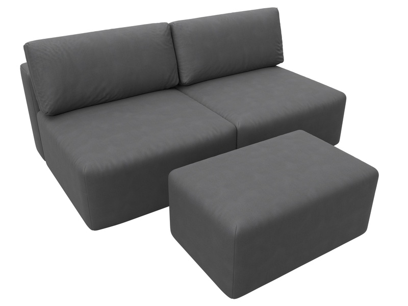 Диван прямой модульный с пуфом Лига-060 НПБ, Замша, JOLY 13 серый
