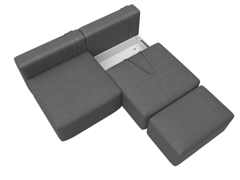 Диван прямой модульный с пуфом Лига-060 НПБ, Замша, JOLY 13 серый