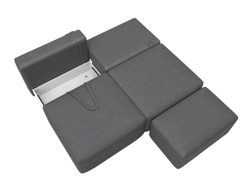 Диван прямой модульный с пуфом Лига-060 НПБ, Замша, JOLY 13 серый