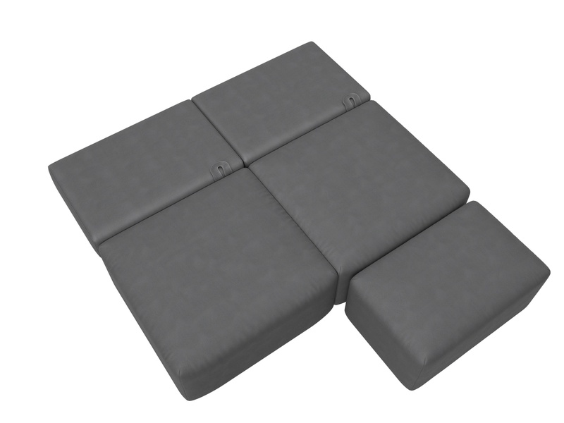 Диван прямой модульный с пуфом Лига-060 НПБ, Замша, JOLY 13 серый