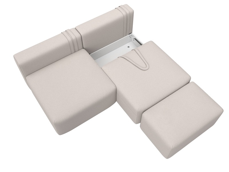 Диван прямой модульный с пуфом Лига-060 НПБ, Замша, JOLY 05 бежевый