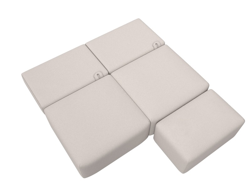 Диван прямой модульный с пуфом Лига-060 НПБ, Замша, JOLY 05 бежевый