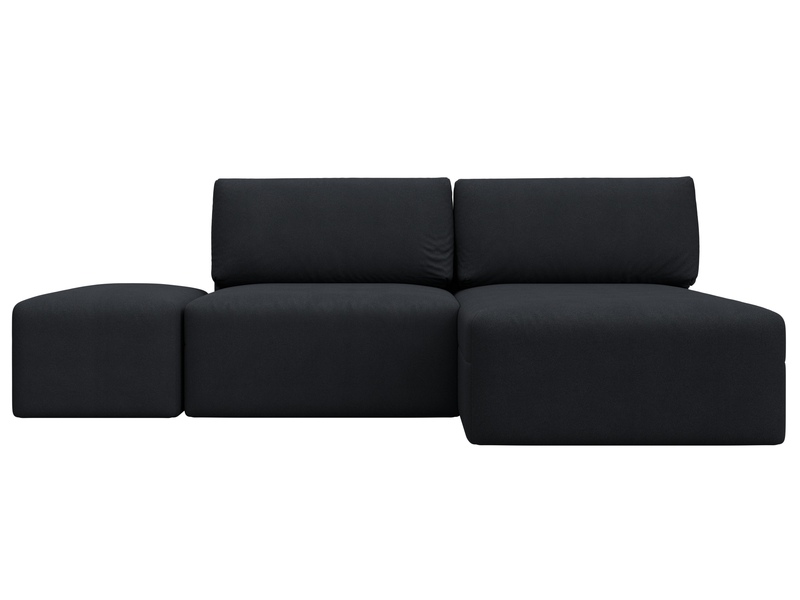 Диван угловой модульный с пуфом Лига-060 НПБ угол универсальный, Замша, JOLY 16 темно-серый