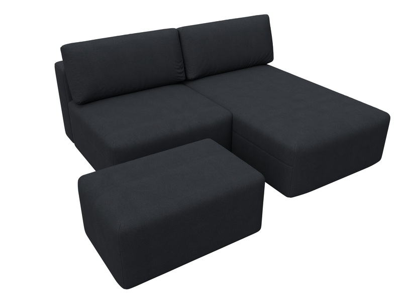 Диван угловой модульный с пуфом Лига-060 НПБ угол универсальный, Замша, JOLY 16 темно-серый