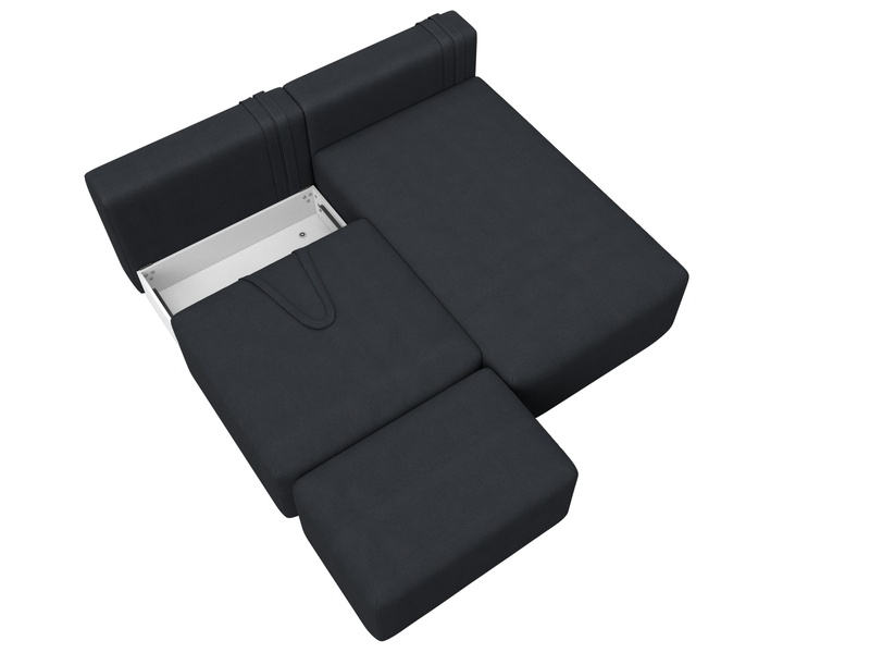 Диван угловой модульный с пуфом Лига-060 НПБ угол универсальный, Замша, JOLY 16 темно-серый