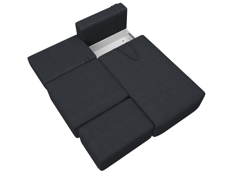 Диван угловой модульный с пуфом Лига-060 НПБ угол универсальный, Замша, JOLY 16 темно-серый