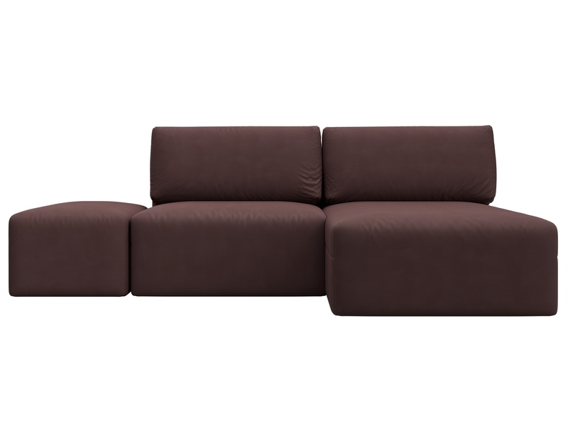 Диван угловой модульный с пуфом Лига-060 НПБ угол универсальный, Замша, JOLY 09 бордовый