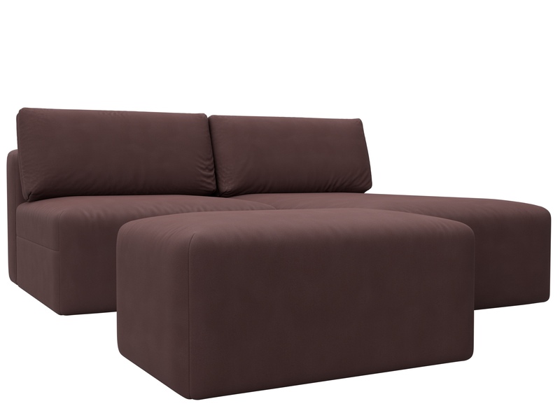 Диван угловой модульный с пуфом Лига-060 НПБ угол универсальный, Замша, JOLY 09 бордовый