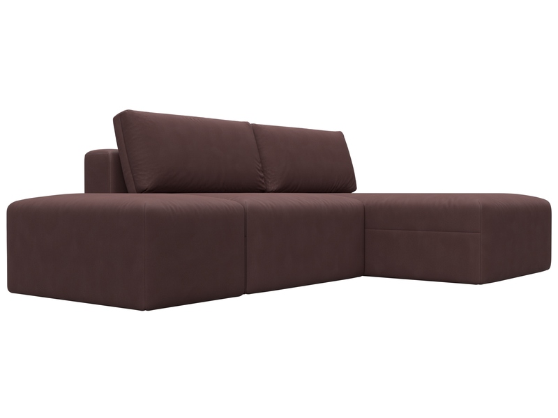 Диван угловой модульный с пуфом Лига-060 НПБ угол универсальный, Замша, JOLY 09 бордовый