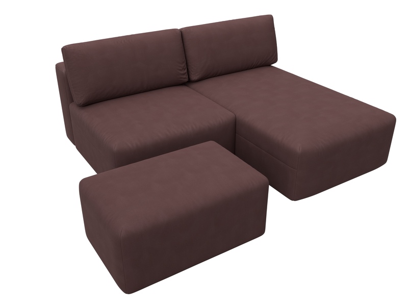 Диван угловой модульный с пуфом Лига-060 НПБ угол универсальный, Замша, JOLY 09 бордовый