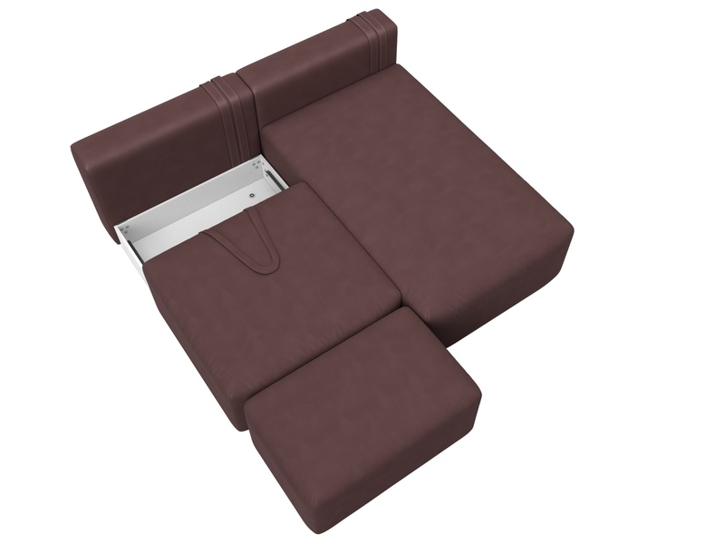 Диван угловой модульный с пуфом Лига-060 НПБ угол универсальный, Замша, JOLY 09 бордовый