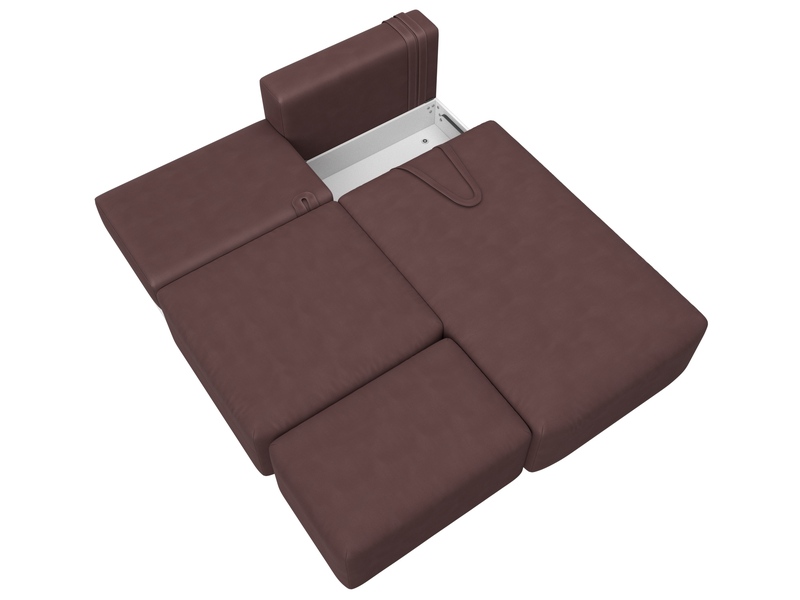 Диван угловой модульный с пуфом Лига-060 НПБ угол универсальный, Замша, JOLY 09 бордовый