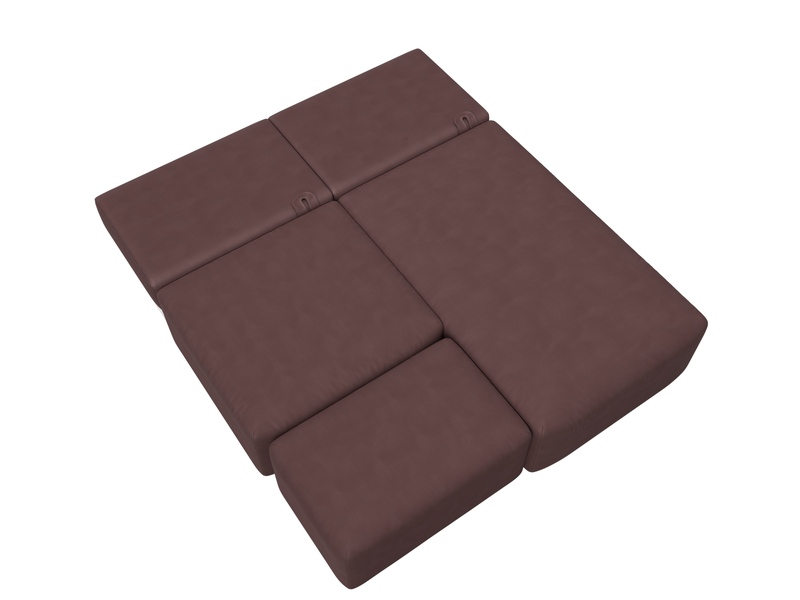 Диван угловой модульный с пуфом Лига-060 НПБ угол универсальный, Замша, JOLY 09 бордовый