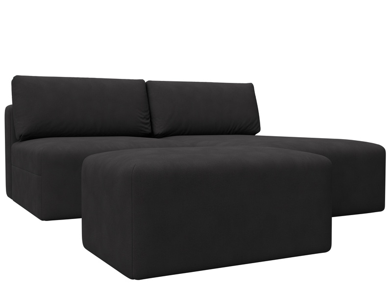 Диван угловой модульный с пуфом Лига-060 НПБ угол универсальный, Замша, JOLY 08 коричневый