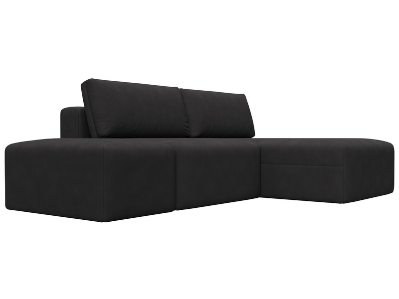 Диван угловой модульный с пуфом Лига-060 НПБ угол универсальный, Замша, JOLY 08 коричневый