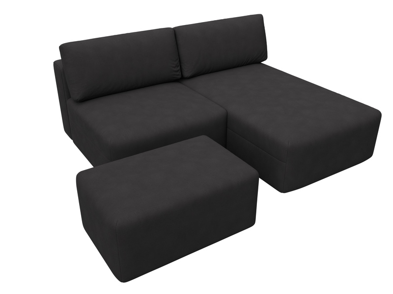 Диван угловой модульный с пуфом Лига-060 НПБ угол универсальный, Замша, JOLY 08 коричневый