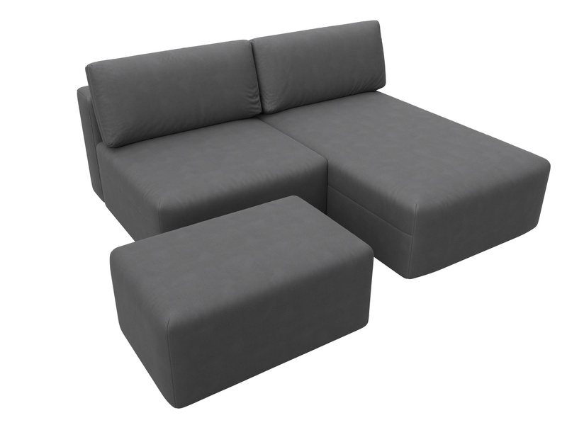 Диван угловой модульный с пуфом Лига-060 НПБ угол универсальный, Замша, JOLY 13 серый